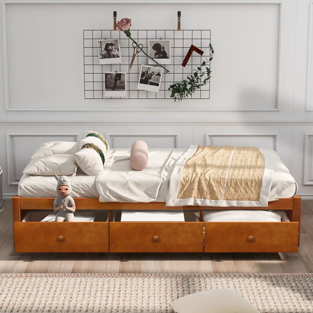 Top-quality Oris Twin Size Wooden Platform Bed - Oak