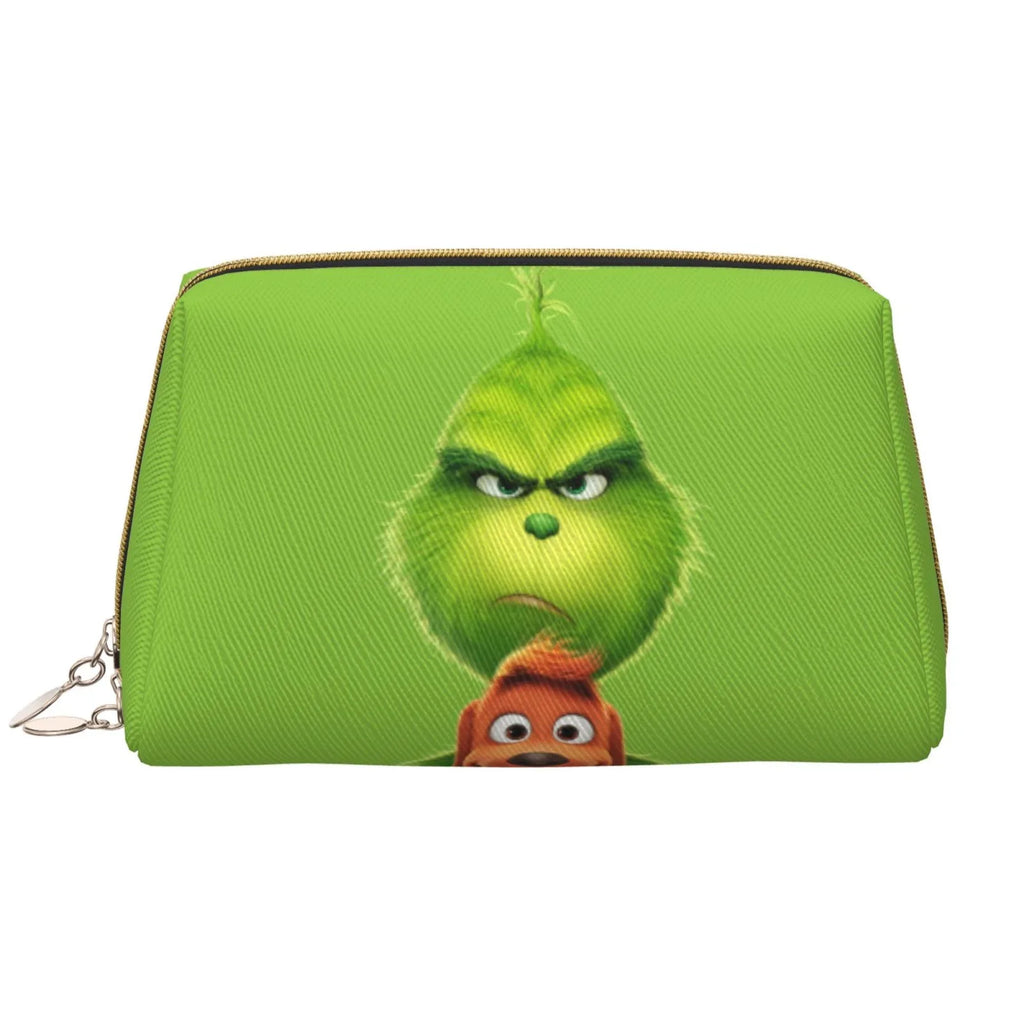 Animated Grinch Cosmetic Bag Makeup Organizer Leather Portable Pouch Gift Travel Toiletry Bag Storage Purse - Perfect for your project