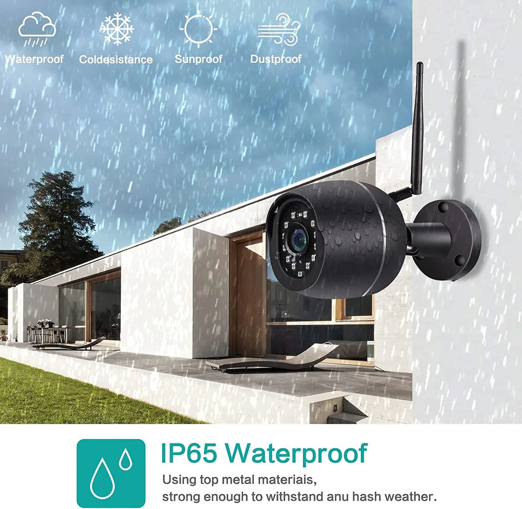 Security Cameras, 2 Pack 1080P WiFi Full Metal Case Cameras for Home Security Outdoor Waterproof Bullet Camera Two-Way Audio, Motion Detection Alert, SD Card Cloud, Compatible with Alexa