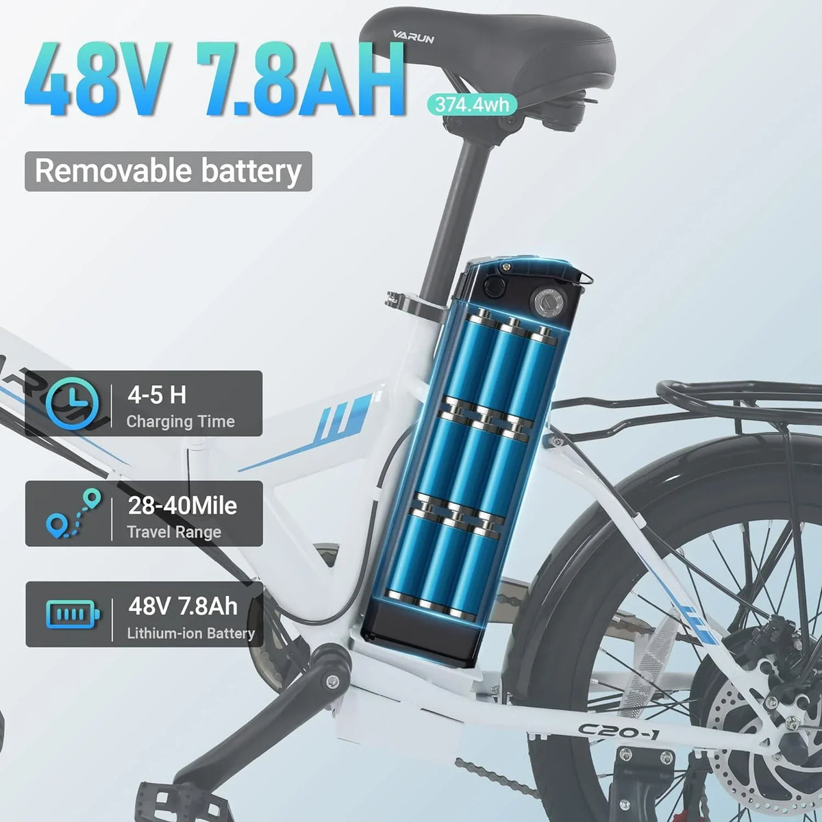 Top-quality VARUN Electric Bike - 500W Folding Ebike with Stylish 20" Wheels, 48V Lithium Battery for 40 Miles Range and 20MPH Speed