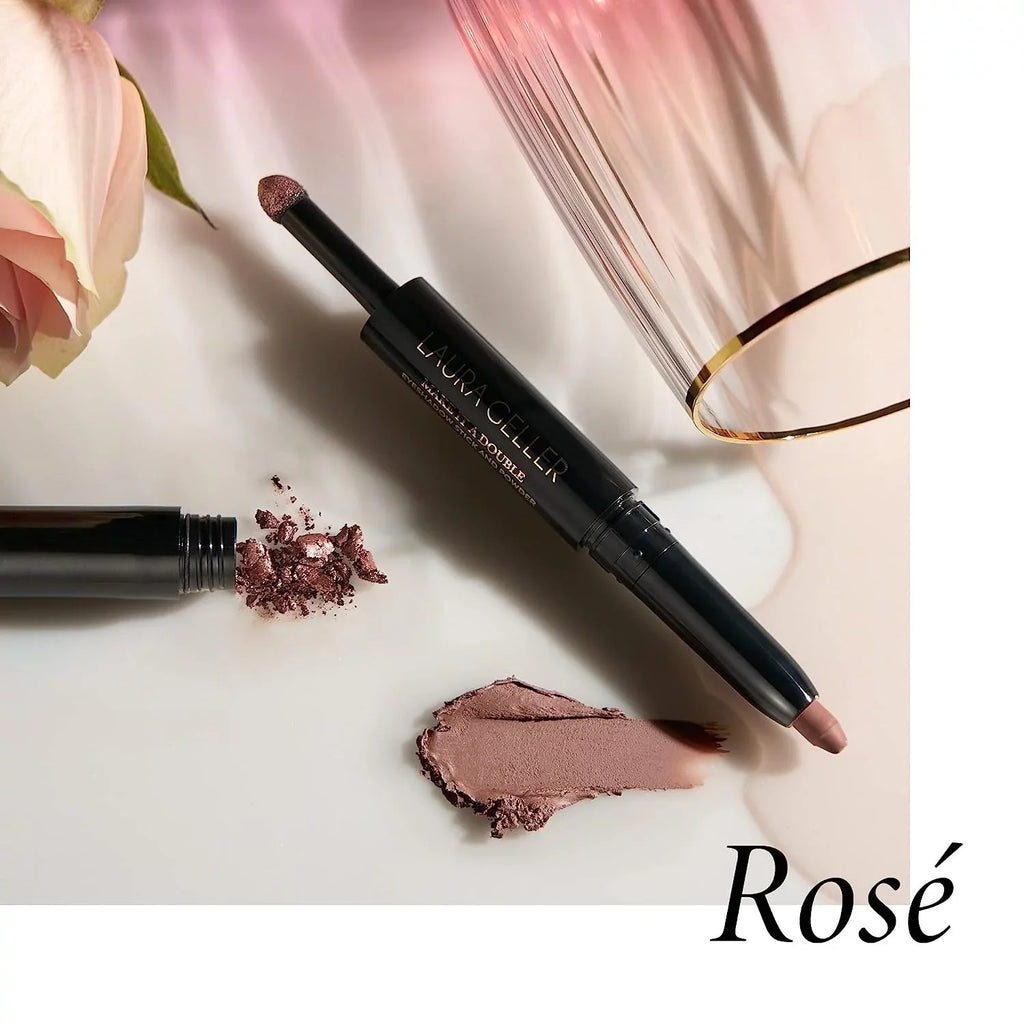 LAURA GELLER NEW YORK Make It A Double Dual-Ended Eyeshadow - RosÃ© - Cream Eyeshadow Stick + Matching Powder Eyeshadow - Crease-Proof and Smudge-Proof