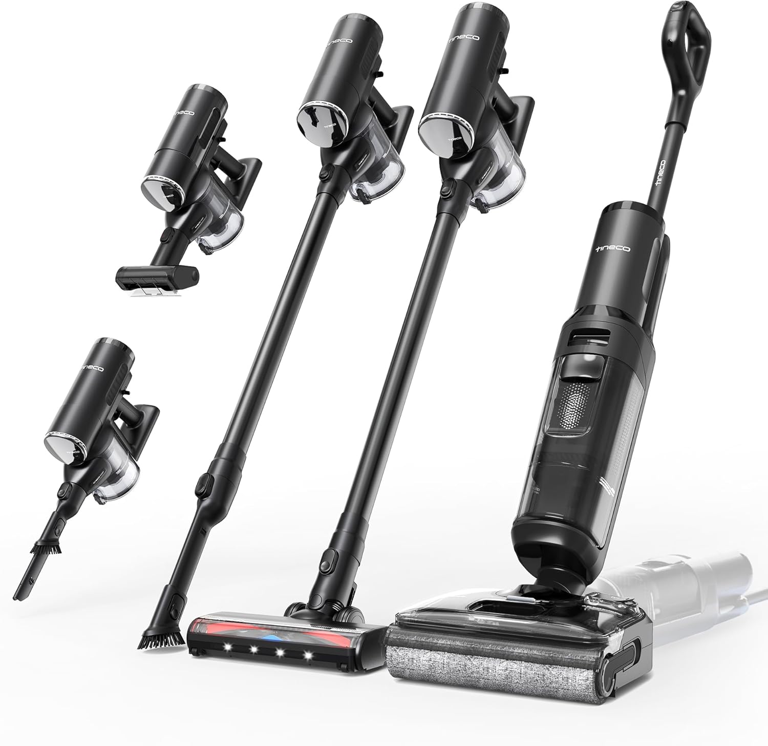Tineco Floor ONE S7 Stretch Ultra Bezprzewodowy Odkurzacze na sucho i mokro, zapobiegająca splątaniu 180°, czas pracy 50 minut, samooczyszczanie Flashdry 85℃, dwustronne czyszczenie krawędzi(Switch S7 Stretch)