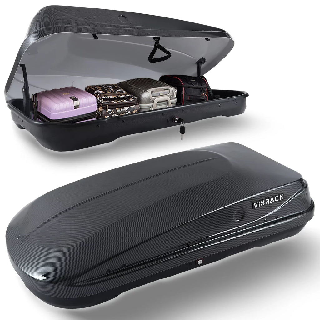 Top-quality Large Rooftop Cargo Carrier Hard Shell Rooftop Cargo Box with Double Locks, 13 ftÂ³ Waterproof Cargo Box for SUV Rooftop 56.3" L x 30.3" W x 13.8" H, Carbon Fibre Grain