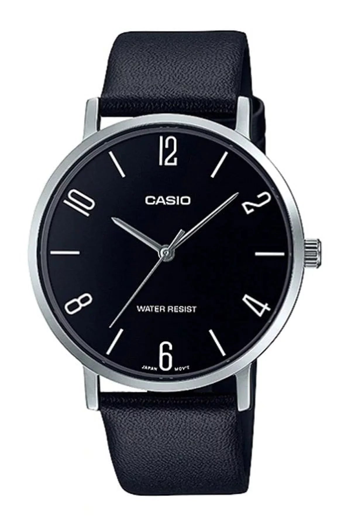Top-quality CASIO GENERAL MTP-VT01L-1B2 BLACK LEATHER BAND MEN WATCH