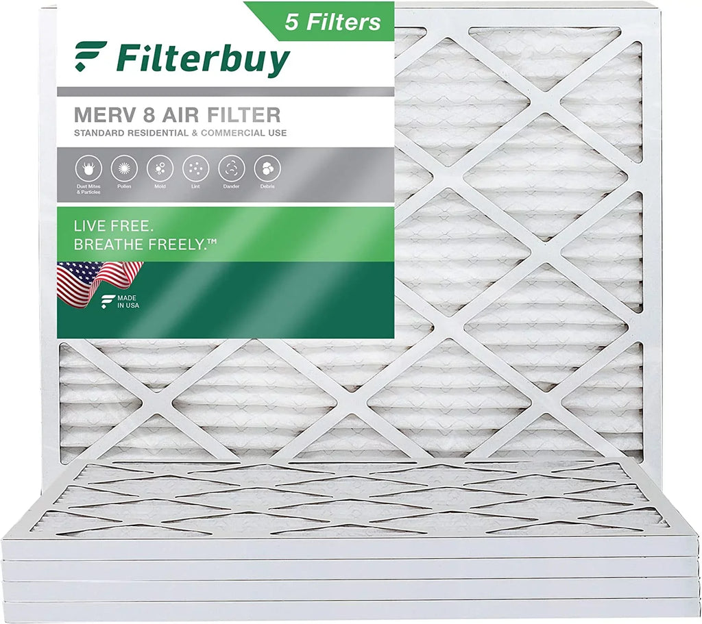Filterbuy 15x20x1 MERV 8 Pleated HVAC AC Furnace Air Filters (5-Pack) - Perfect for your project