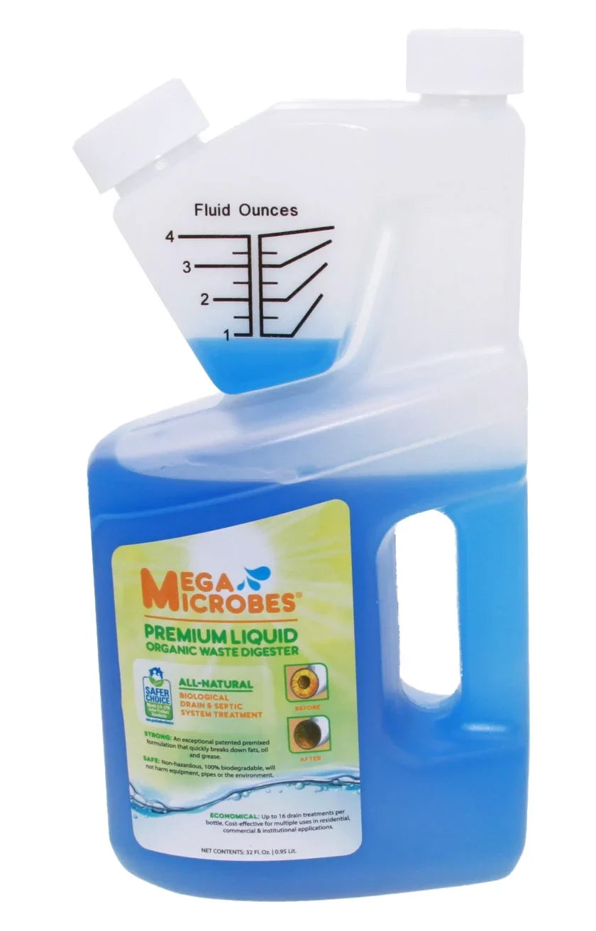 MegaMicrobes MML-5GL MML-32FL No-Mixing Liquid Drain, Septic, Trap and Pump Treatment, 32-Ounce Bottle - Perfect for your project
