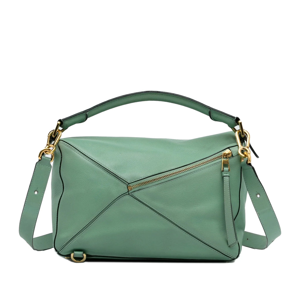 Pre-Owned Authenticated LOEWE Medium Puzzle Satchel Calf Leather Green Unisex (Good) - Perfect for your project