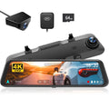 12" 4K Mirror Dash Cam, 2160P WiFi Rear View Mirror Dash Cam with 1440P Rear Camera, WiFi Dual Dash Camera for Cars with Parking Assist, G-Sensor, 64GB TF Card & GPS - Perfect for your project