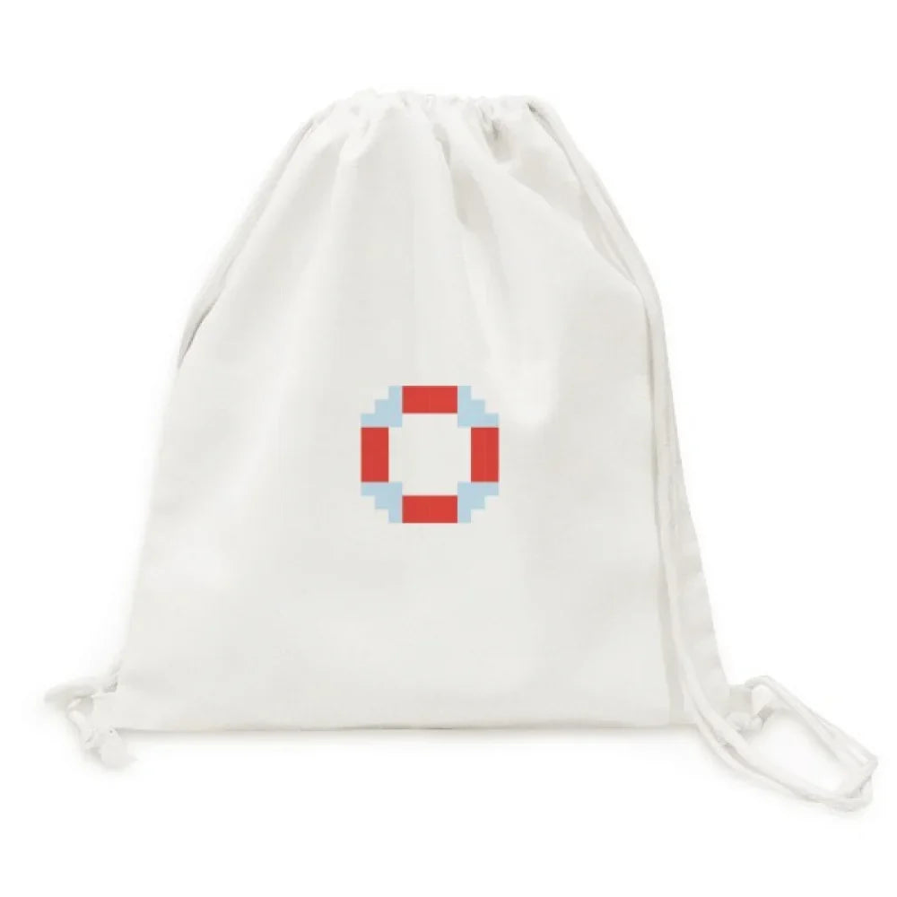 Top-quality Summer Sail Life Pixel Backpack Canvas Drawstring Reusable Mesh Shopping Bag