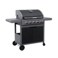 Grill gazowy z 5 palnikami + 1 palnik boczny, czarny(Por omisión)