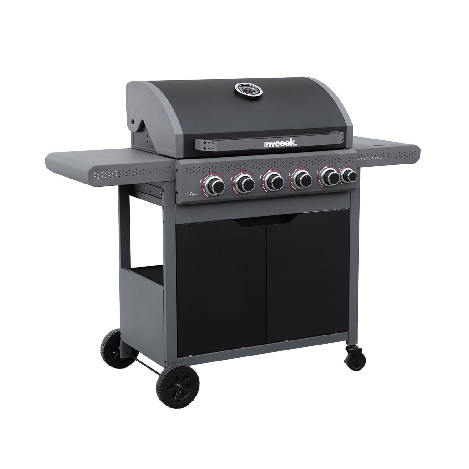 Grill gazowy z 5 palnikami + 1 palnik boczny, czarny(Por omisión)