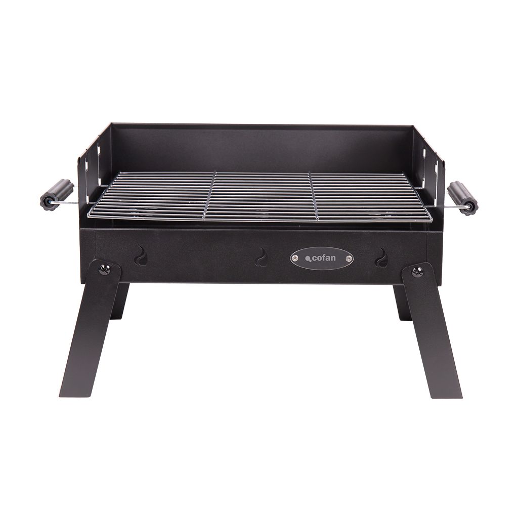 Przenośny grill węglowy Cofan | Grill ze stali chromowanej | Składany grill | Z uchwytami bocznymi | Idealny na kemping, do ogrodu i na patio | Wymiary: 45,5 x 34,5 x 31,5 cm(Por omisión)