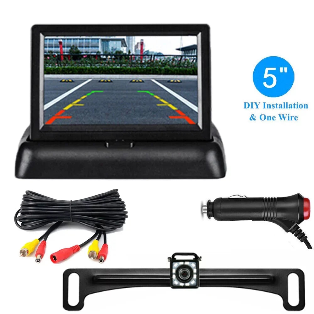 Top-quality 5in Foldable LCD Display Monitor Car Rear View Backup LED Night Camera