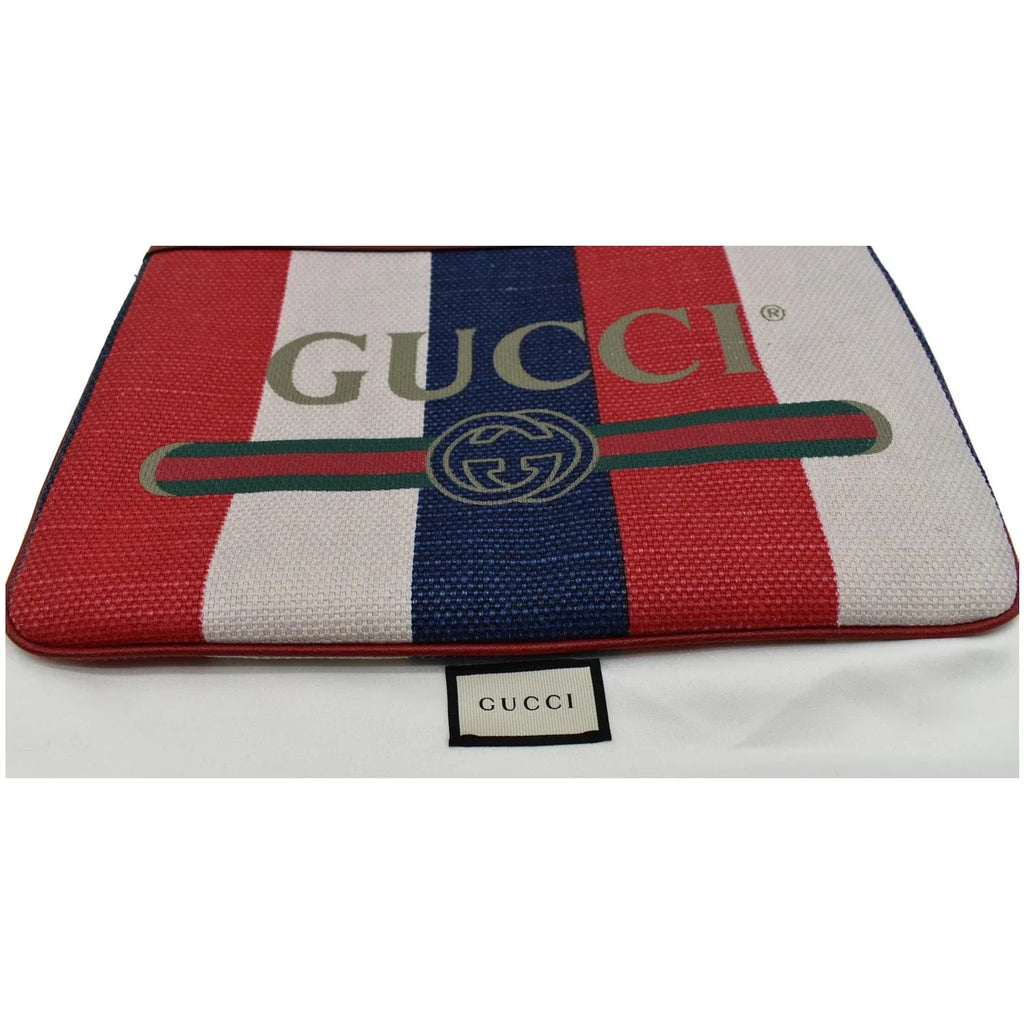 Top-quality Pre-owned GUCCI Linea Merida Web Stripe Canvas Zip Pouch Multicolor 524788