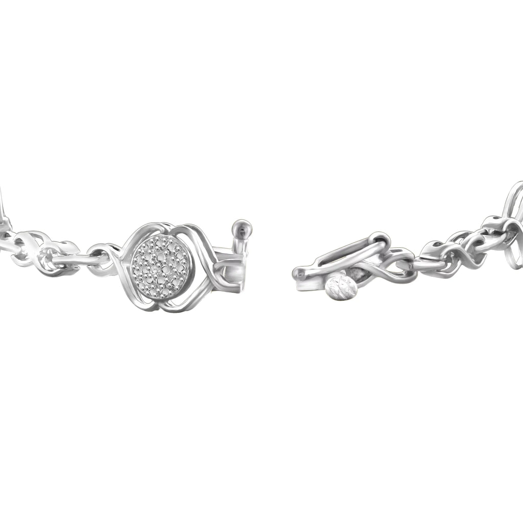 Sterling Silver Round-cut White Diamond Accent Bracelet - Perfect for your project