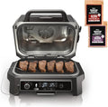 Grill i wędzarnia zewnętrzna Ninja Woodfire Pro XL 2026, termometr, grill Master 4 w 1, wędzarnia BBQ, frytkownica powietrzna na zewnątrz, piekarnik, przenośny, grill elektryczny, ciemnoszary, model OG850(Parrilla XL con termómetro)