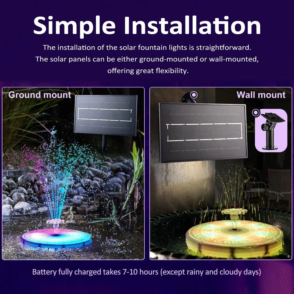moobody Fountain Light with Remote Control Solar Powered LED for Water Garden Decor