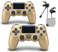 Like New PlayStation 4 DualShock Wireless Gold 2 Controller with Earbuds BOLT AXTION Bundle - Perfect for your project