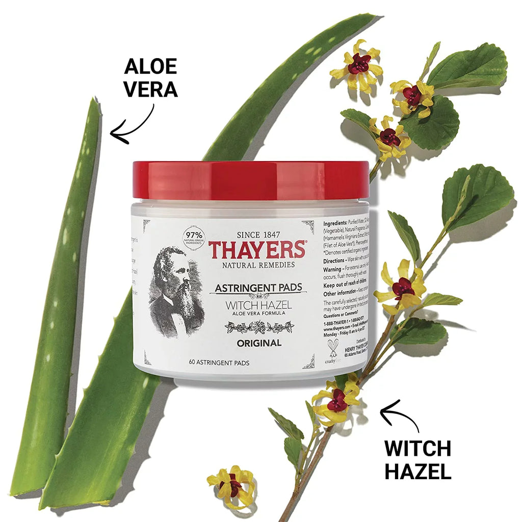 Top-quality Thayers Witch Hazel Aloe Vera Formula Original 60 Pads Pack of 4