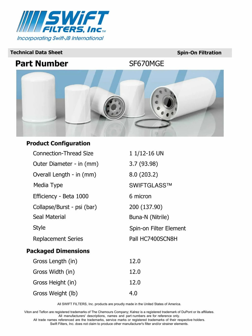 Top-quality Direct Interchange for FLEETGUARD HF6607 Spin-On Filter Element Microglass Construction 6 Micron