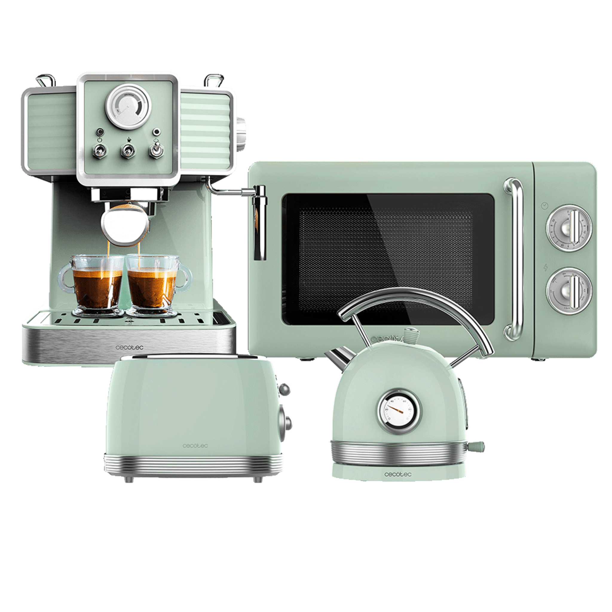 ProClean 3110 Retro Green + Vintage 800 Light Green + Thermosense 420 Vintage Light Green + Power Espresso 20 Tradizionale Light Green(Default Title)