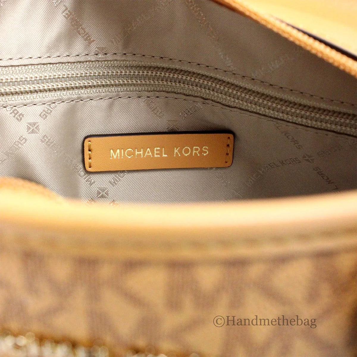 Michael Kors Jet Set Cider Polyvinyl Chloride Leather XS Carryall Top Zip Tote Bag Purse