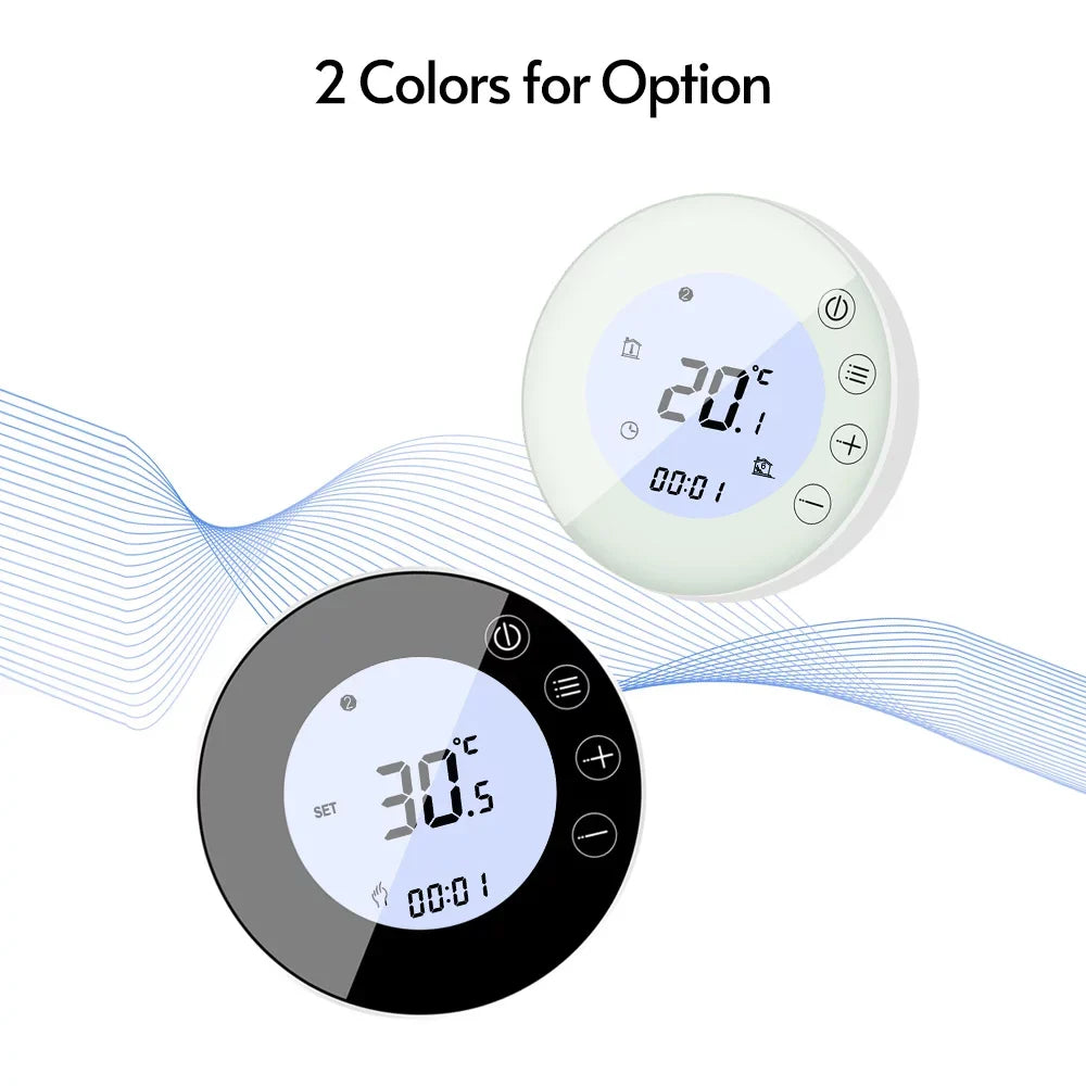 Programmable Smart Digital Room Controller with Round Backlight LCD Touchscreen for Home School Office Hotel