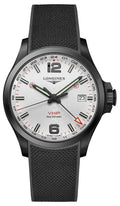 Top-quality Longines Conquest V.H.P. GMT Black PVD Black Rubber Strap Silver Dial Perpetual Calendar Date Quartz Mens Watch L3.728.2.76.9