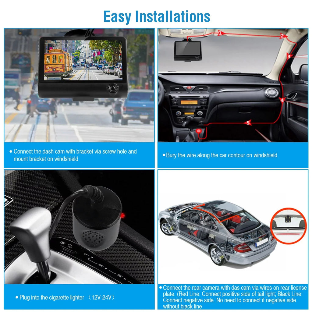 iMouTEK 1080P Touch Screen Car Dash 4in Cam Dash Camera Front and Rear Camera with G-Sensor Loop Recording Motion Detection - Perfect for your project