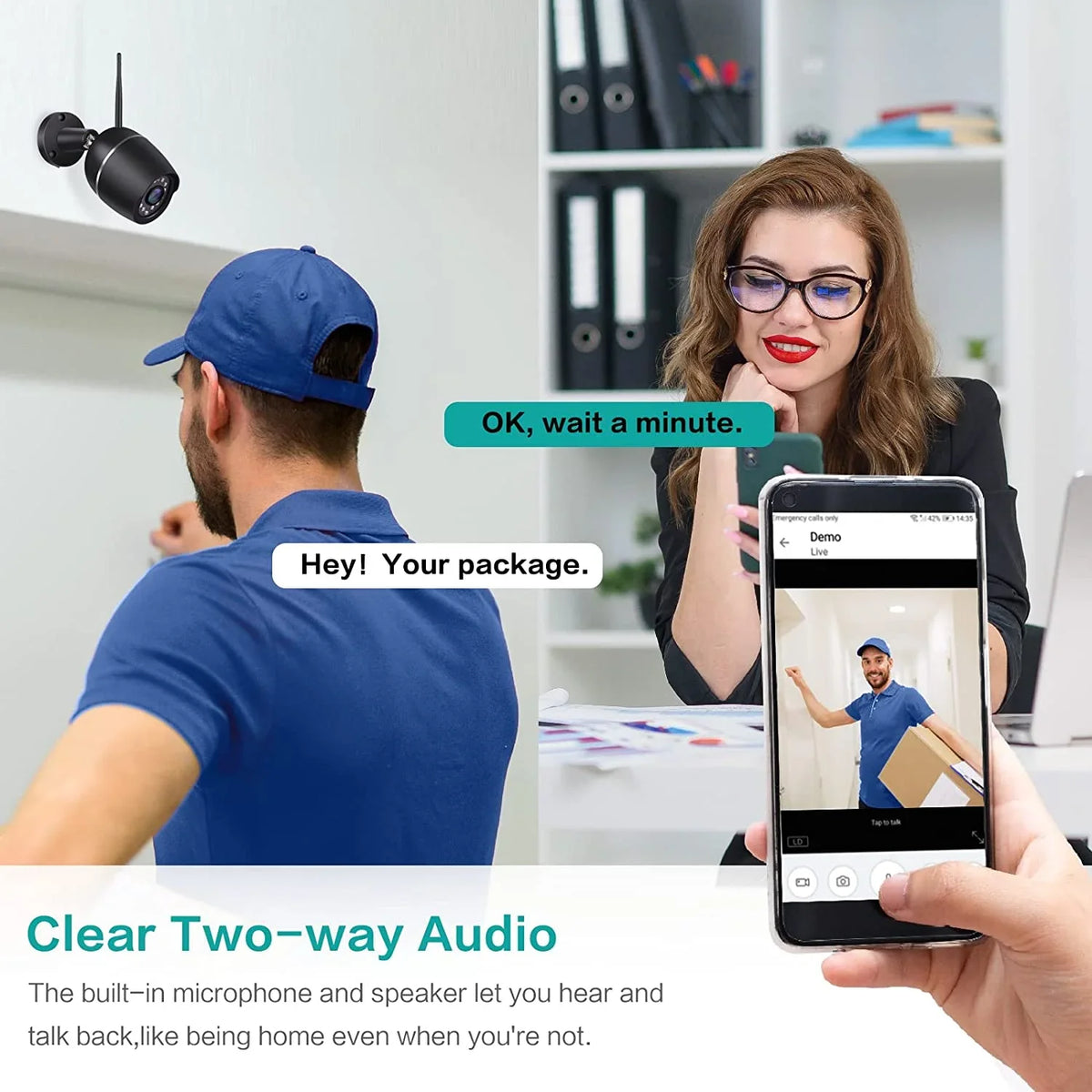 Security Cameras, 2 Pack 1080P WiFi Full Metal Case Cameras for Home Security Outdoor Waterproof Bullet Camera Two-Way Audio, Motion Detection Alert, SD Card Cloud, Compatible with Alexa