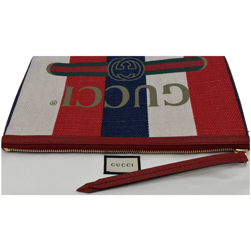 Top-quality Pre-owned GUCCI Linea Merida Web Stripe Canvas Zip Pouch Multicolor 524788