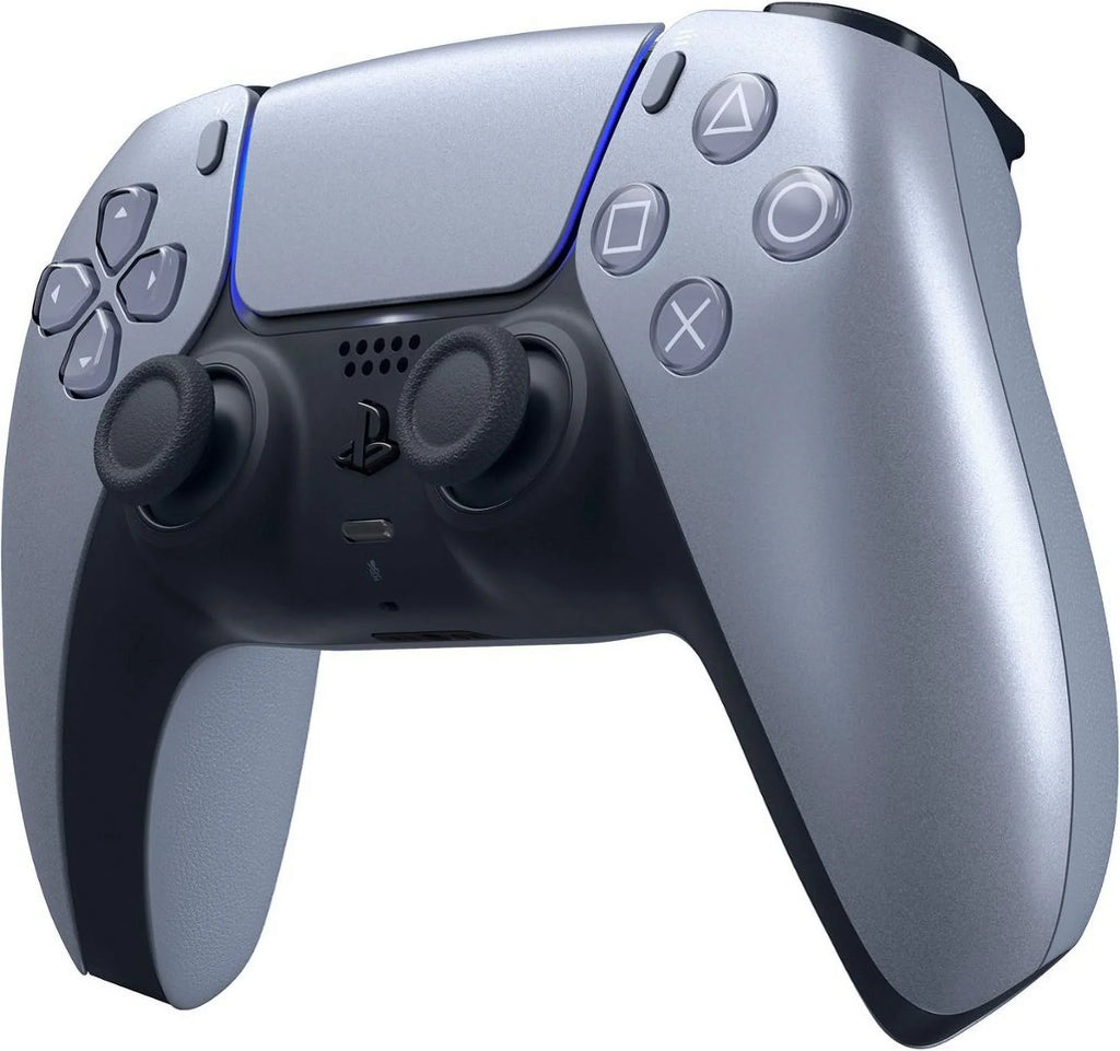 PlayStation 5, PS5 DualSense Wireless Controller - Sterling Silver Bundle With 6Ave Microfiber Cleaning Cloth
