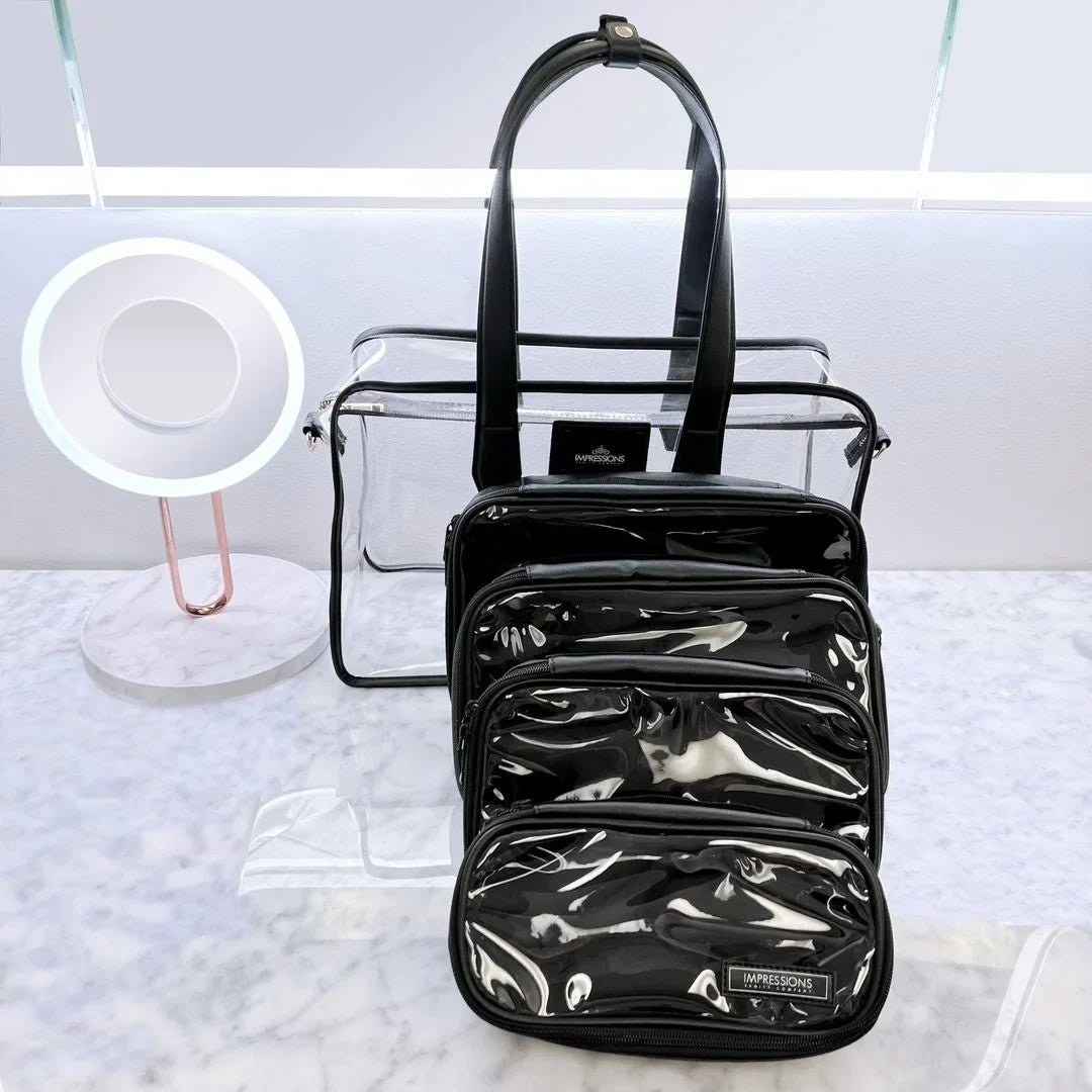 Impressions Vanity Paris Transparent Makeup Case with Adjustable Shoulder Strap (Transparent)