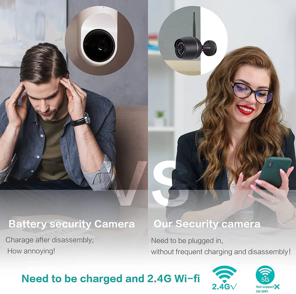 Security Cameras, 2 Pack 1080P WiFi Full Metal Case Cameras for Home Security Outdoor Waterproof Bullet Camera Two-Way Audio, Motion Detection Alert, SD Card Cloud, Compatible with Alexa