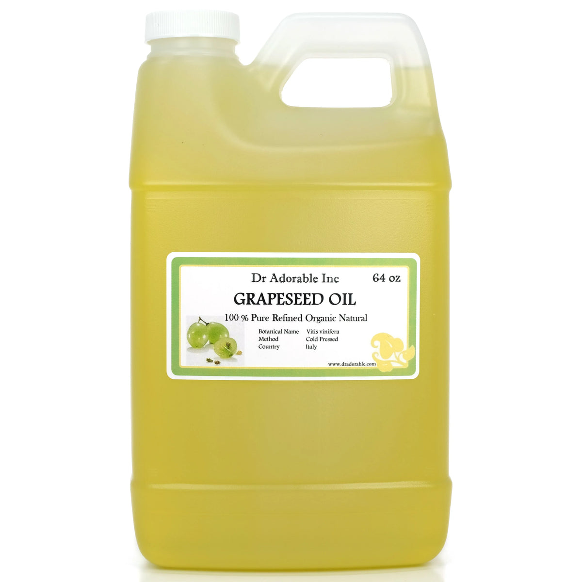 Top-quality Dr. Adorable - 100% Pure Grapeseed Oil - Organic Cold Pressed Natural Hair Skin - 64 oz
