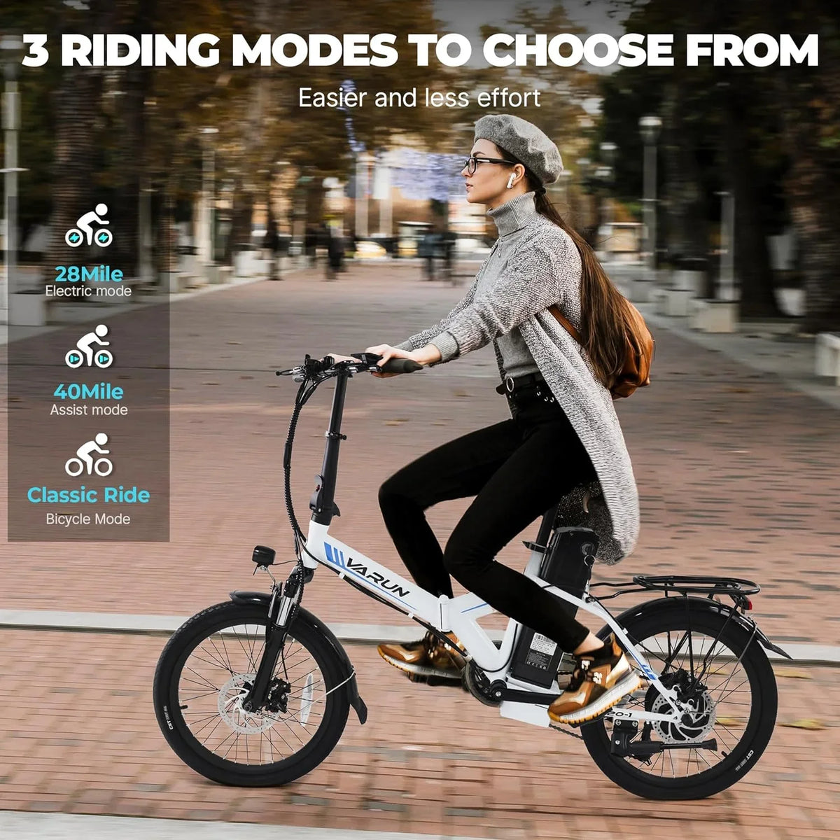 Top-quality VARUN Electric Bike - 500W Folding Ebike with Stylish 20" Wheels, 48V Lithium Battery for 40 Miles Range and 20MPH Speed