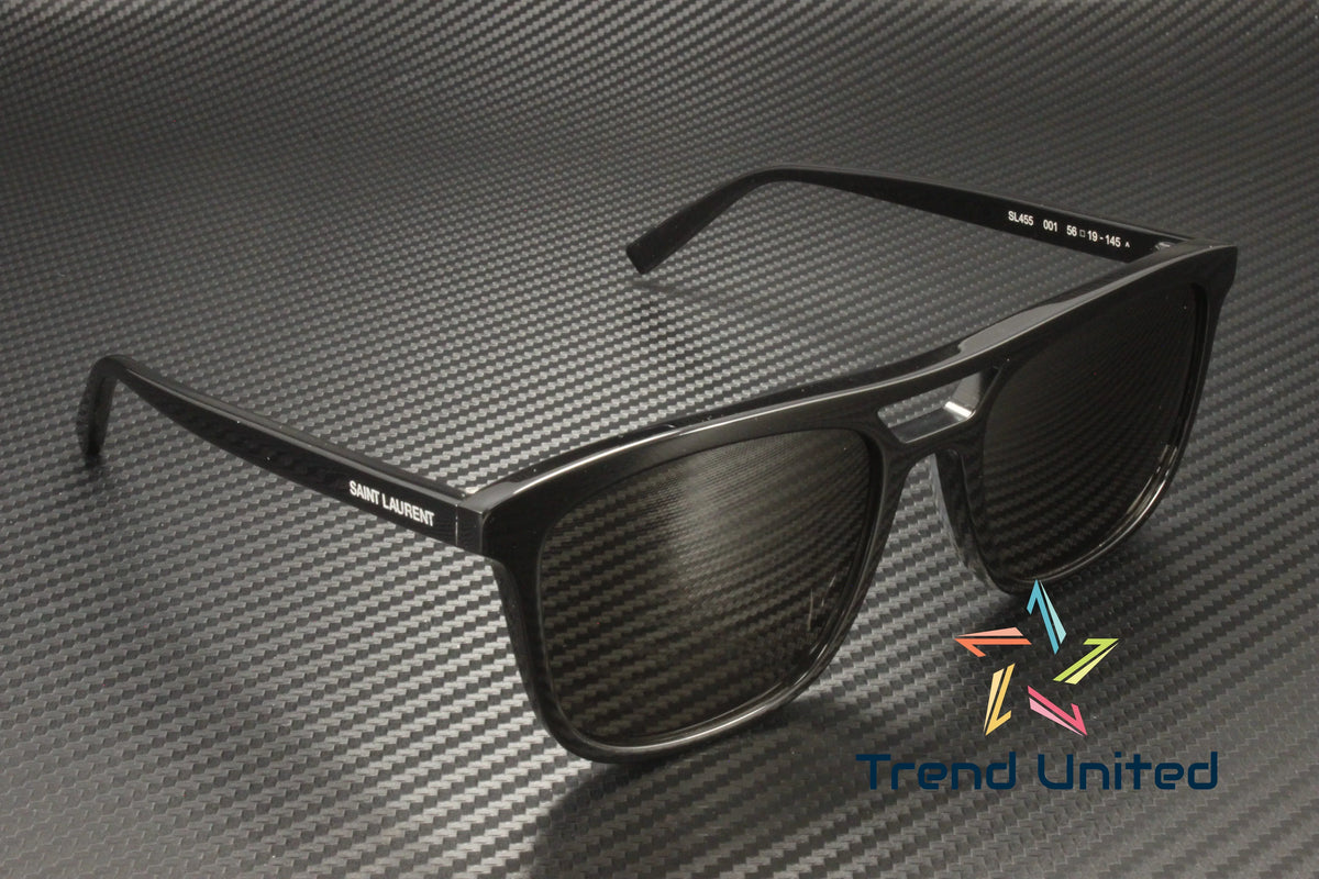 Top-quality SAINT LAURENT SL 455 001 Rectangular Squared Acetate Black 56mm Men's Sunglasses