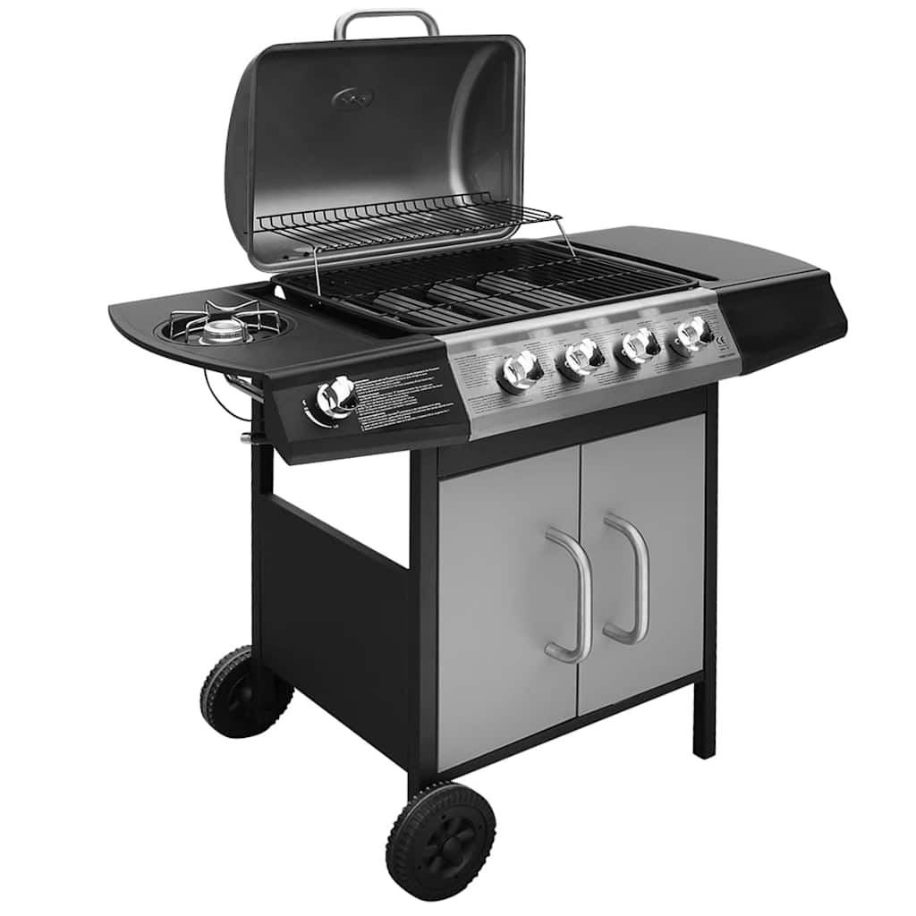 Grill gazowy 2026, 4+1 strefy gotowania, czarno-srebrny, V8143(Único/Multicolor)