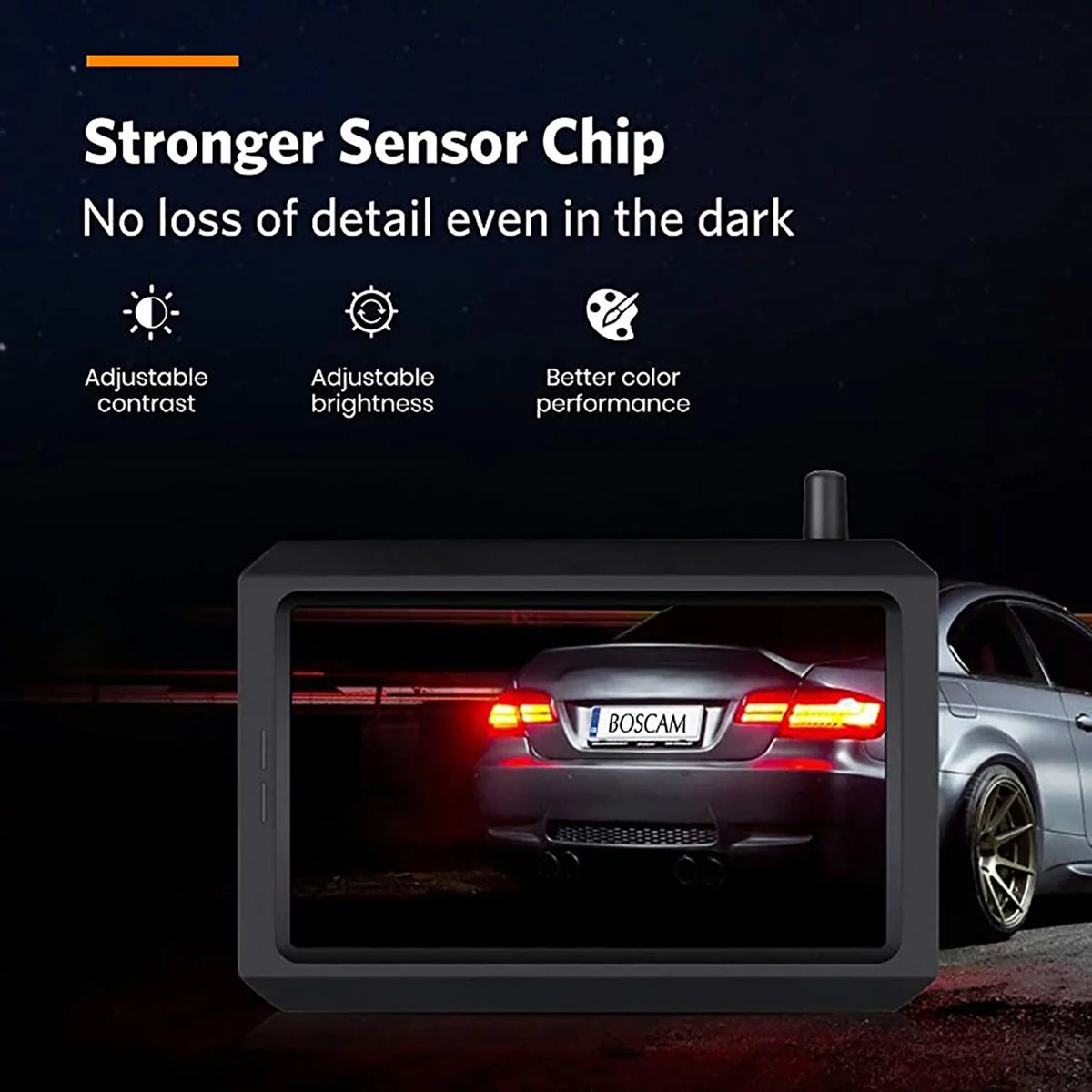 BOSCAM Solar Wireless Backup Camera, Digital Wireless Rear View Camera Car Back Up Camera Systems, Vehicles License Plate Reverse Camera for Trailer
