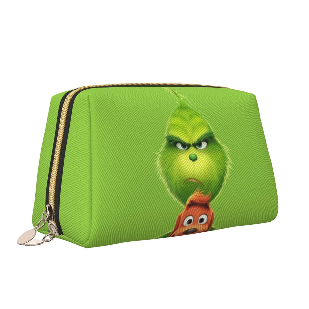Animated Grinch Cosmetic Bag Makeup Organizer Leather Portable Pouch Gift Travel Toiletry Bag Storage Purse - Perfect for your project