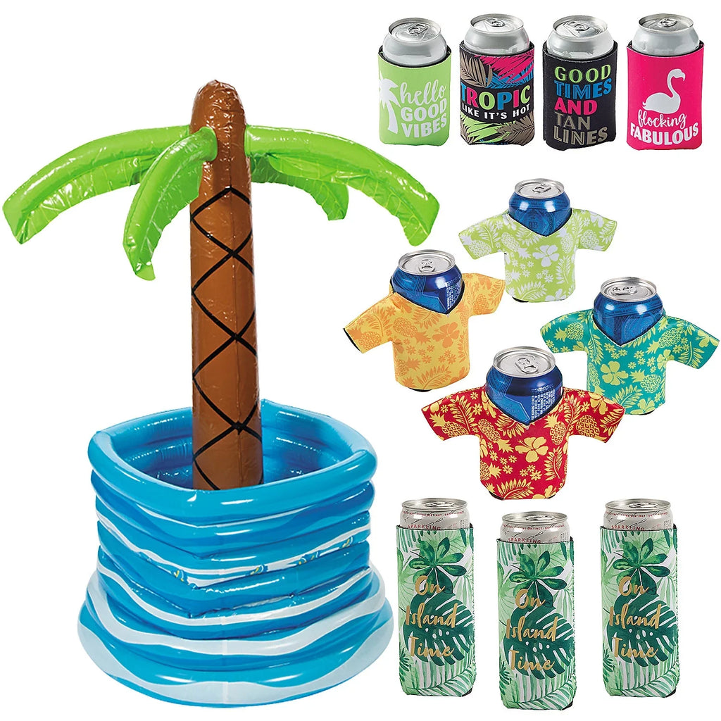 Inflatable Palm Tree Cooler with Assorted Can Coolers Assortment May Vary - Perfect for your project
