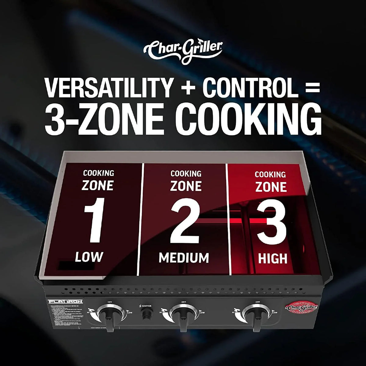 Char-Griller Flat Iron 3 Burner Griddle - Perfect for your project