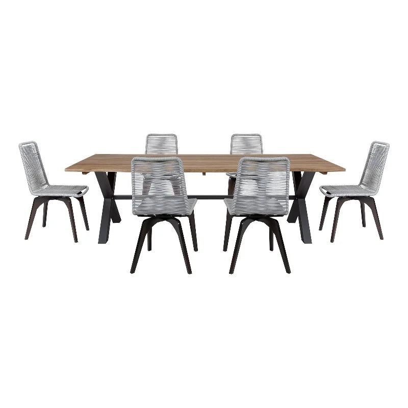 Glendora Island Outdoor 7 Piece Live Edge Dining Set in Eucalyptus and Rope - Perfect for your project