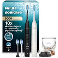 Szczoteczka elektryczna Philips Sonicare DiamondClean 9000, podwójne opakowanie, szczoteczka soniczna z aplikacją, czujnik nacisku, szklanka do ładowania, kolor czarny i Rosegold, model HX9914/61(Black  Rosegold)