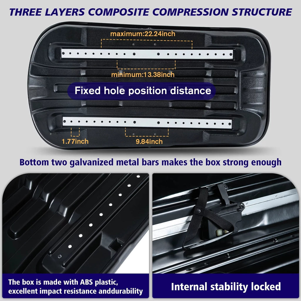 Top-quality Large Rooftop Cargo Carrier Hard Shell Rooftop Cargo Box with Double Locks, 13 ftÂ³ Waterproof Cargo Box for SUV Rooftop 56.3" L x 30.3" W x 13.8" H, Carbon Fibre Grain