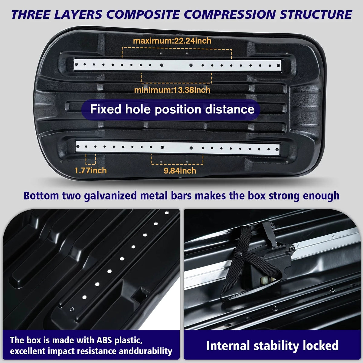 Top-quality Large Rooftop Cargo Carrier Hard Shell Rooftop Cargo Box with Double Locks, 13 ftÂ³ Waterproof Cargo Box for SUV Rooftop 56.3" L x 30.3" W x 13.8" H, Carbon Fibre Grain