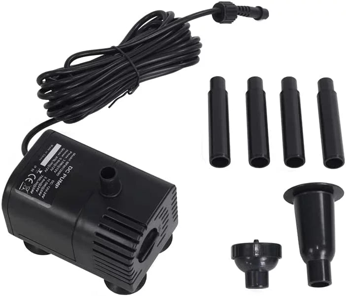 12W Solar Water Pump KIT: DC Dry-Run Protection Solar Water Pump 185 GpH with 18V 12W Solar Panel for Fountain, Fish Water Garden, and Aquarium (No Backup Battery)