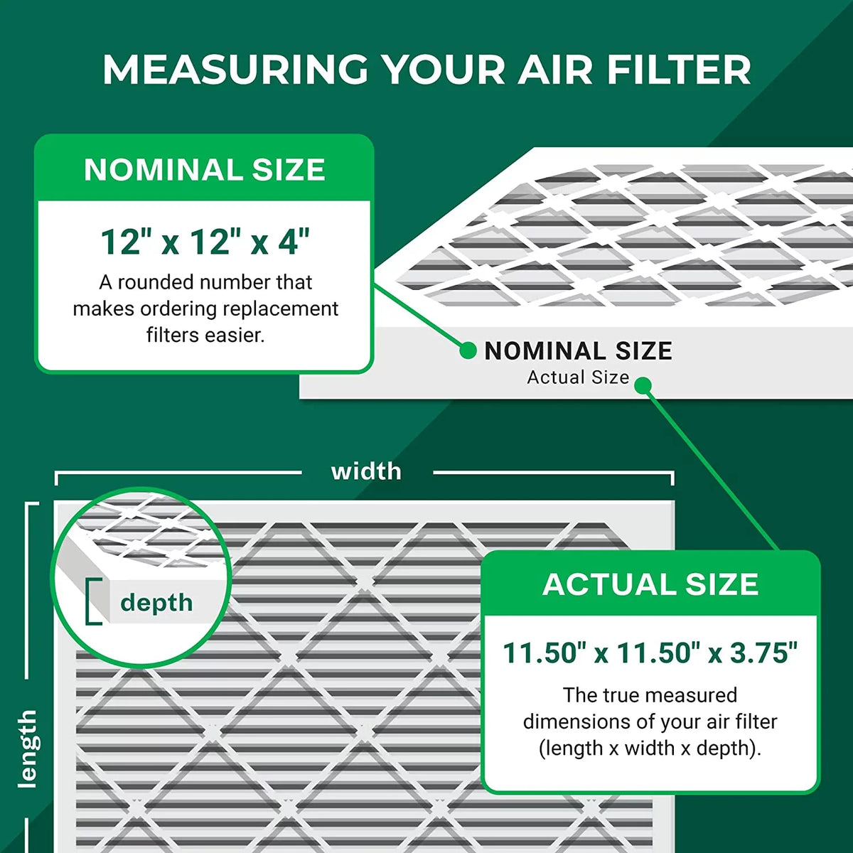 Filterbuy 12x12x4 MERV 11 Pleated HVAC AC Furnace Air Filters (6-Pack) - Perfect for your project