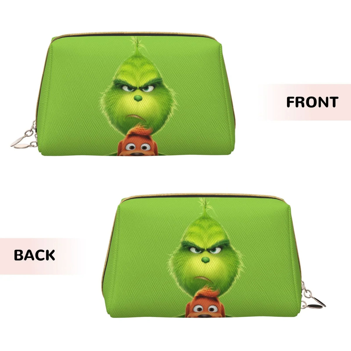 Animated Grinch Cosmetic Bag Makeup Organizer Leather Portable Pouch Gift Travel Toiletry Bag Storage Purse - Perfect for your project