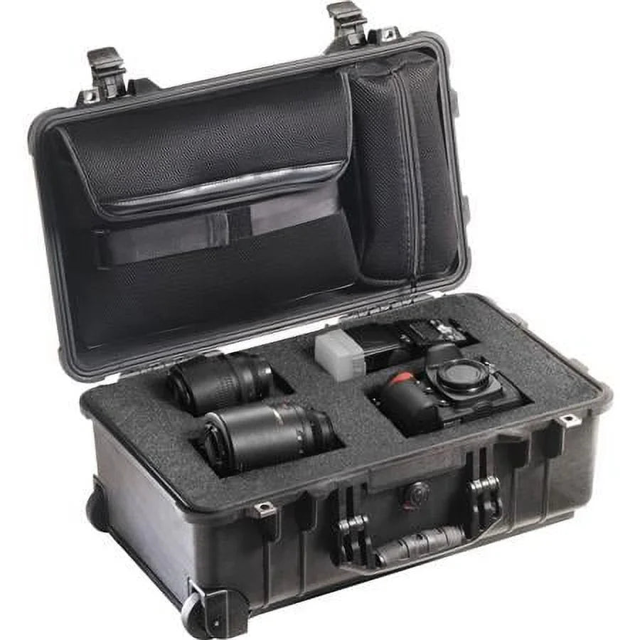 1510LFC Laptop Overnight Watertight Carry On Hard Case with Foam Insert, Laptop Sleeve & Wheels - Charcoal Black - Perfect for your project